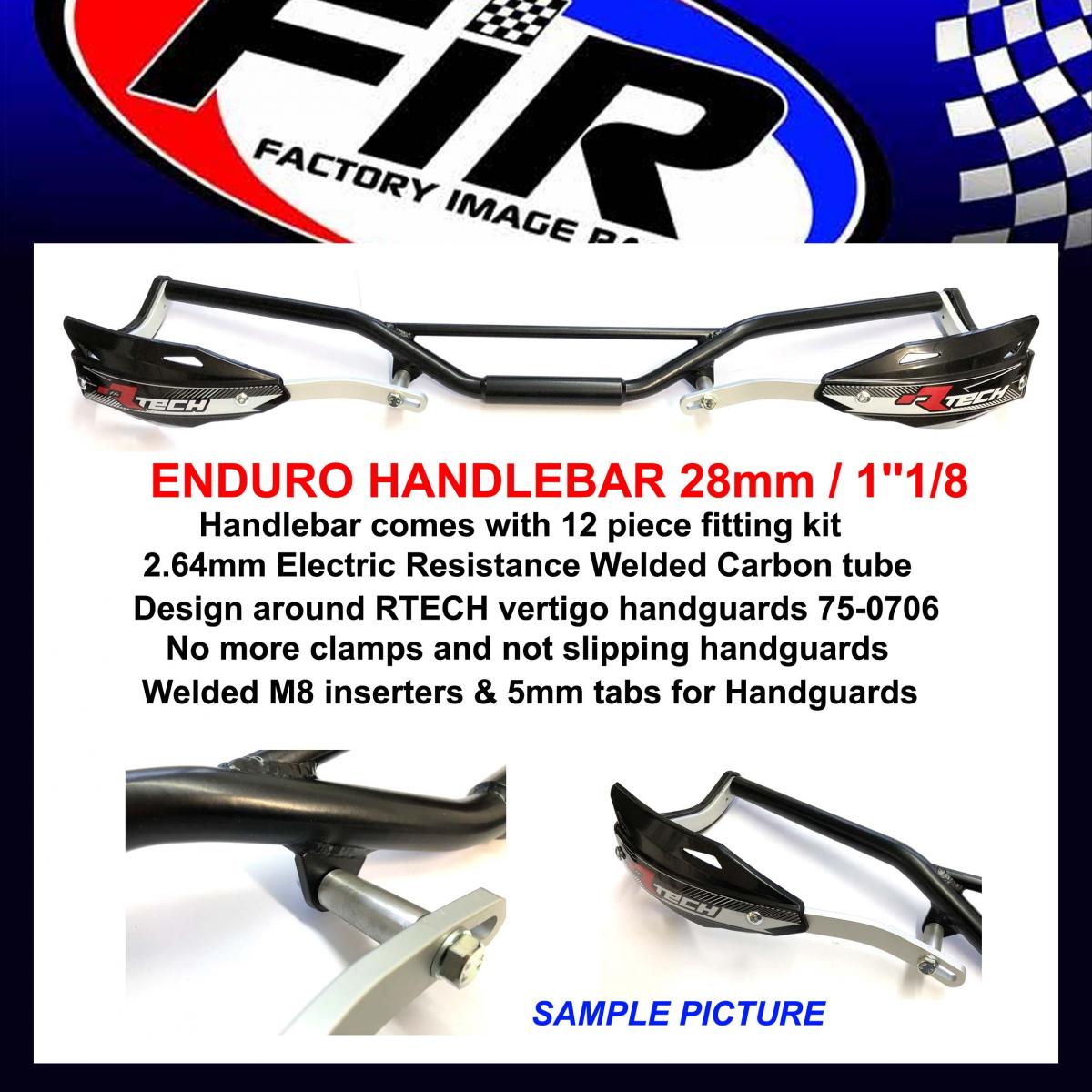ENDURO HANDLEBAR 22mm / 7/8'', BLACK / SUIT 75-0706 HANDGUARD RTECH