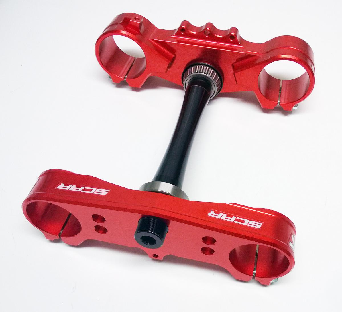 TRIPLE CLAMPS 22 RED CR 250 R, OEM OFFSET SCAR S2418 97-07, 53219-KZ3-J20 53300-KZ4-J20