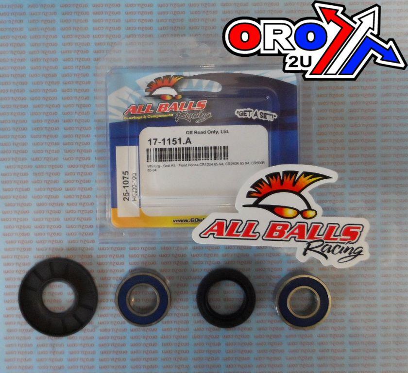 WHEEL BEARING KIT FRONT 85-94 HON CR125/250/500, ALLBALLS 25-1075 DIRT