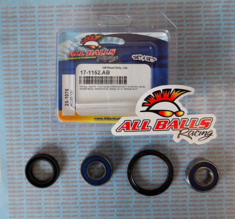 WHEEL BEARING KIT FRONT 93-22 HON CRM250/XR400-650, ALLBALLS 25-1076 DIRT