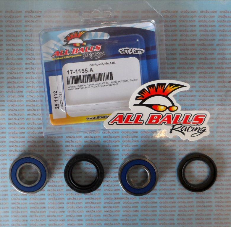 WHEEL BEARING KIT FRONT 84-00 HON FL/TRX, ALLBALLS 25-1112 ATV