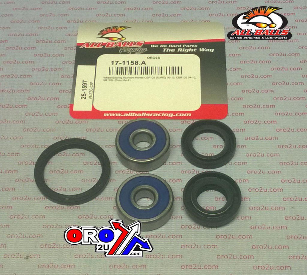 WHEEL BEARING KIT FRONT 82-15 HON 125, ALLBALLS 25-1597 ROAD