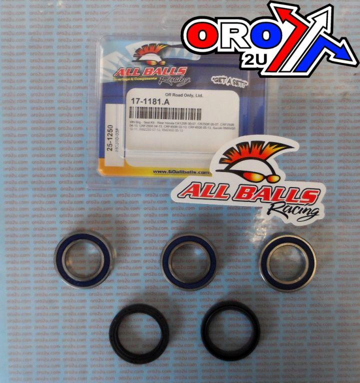 WHEEL BEARING KIT REAR 00-22 HON CR/CRF/SUZ RMX/RMZ, ALLBALLS 25-1250 DIRT