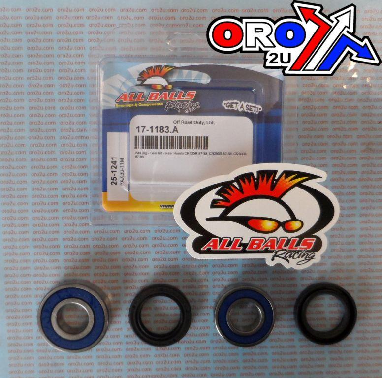 WHEEL BEARING KIT REAR 87-88 HON CR125/250/500, ALLBALLS 25-1241 DIRT