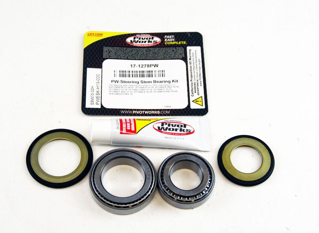 STEERING BEARING KIT HONDA, PIVOT WORKS PWSSK-H19-000, Honda GL1800 Gold Wing 01-17, RVT1000R RC51 00-01, VT1300CR 10-16, VT1300CR ABS 10-16, VT1300CS 10-1