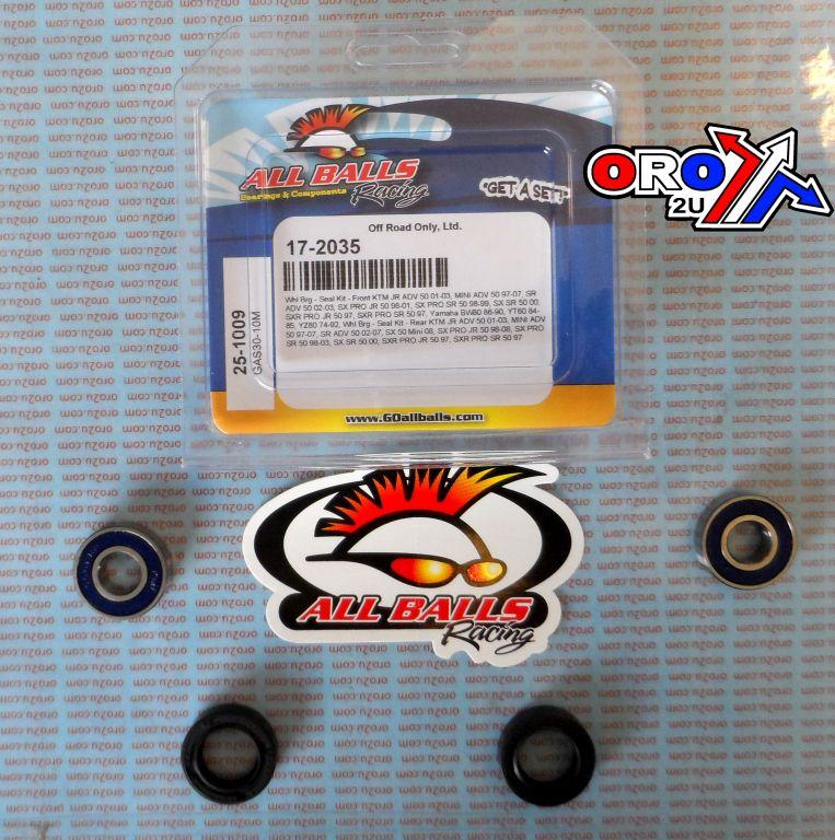 WHEEL BEARING KIT FRONT & REAR 74-08 KTM/YAM 50-80, ALLBALLS 25-1009 DIRT