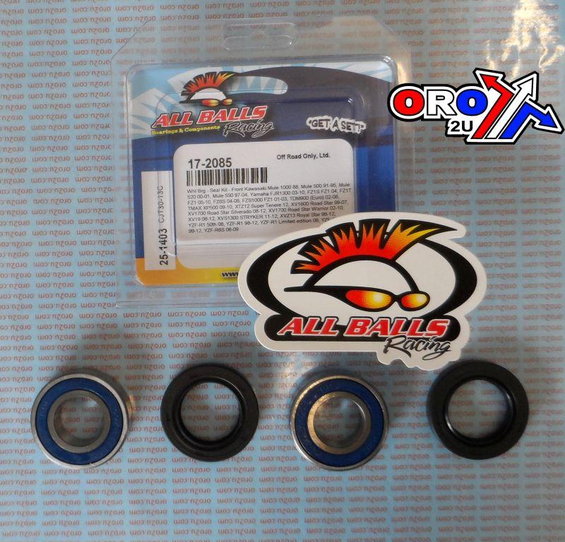 WHEEL BEARING KIT FRONT 88-22 KAW MULE/SUZ/YAM 600-1700, ALLBALLS 25-1403 ROAD/ATV