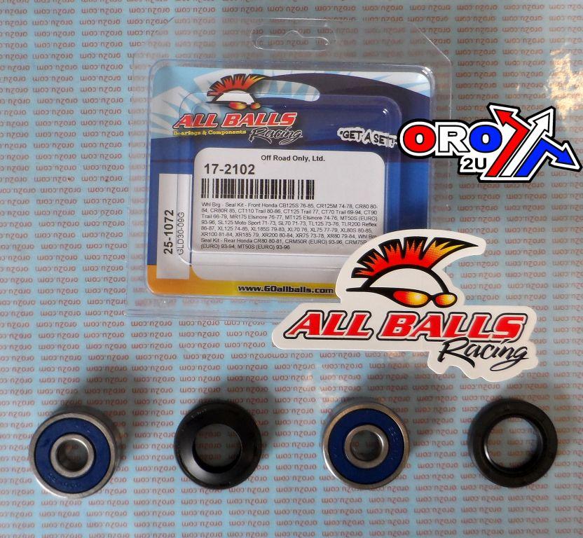 WHEEL BEARING KIT FRONT & REAR 66-96 HON CR/XR 50-200, ALLBALLS 25-1072 DIRT/ROAD