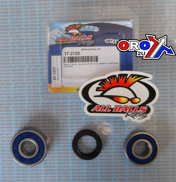 WHEEL BEARING KIT REAR 78-98 HON CR250/450/PC800, ALLBALLS 25-1237 DIRT/ROAD