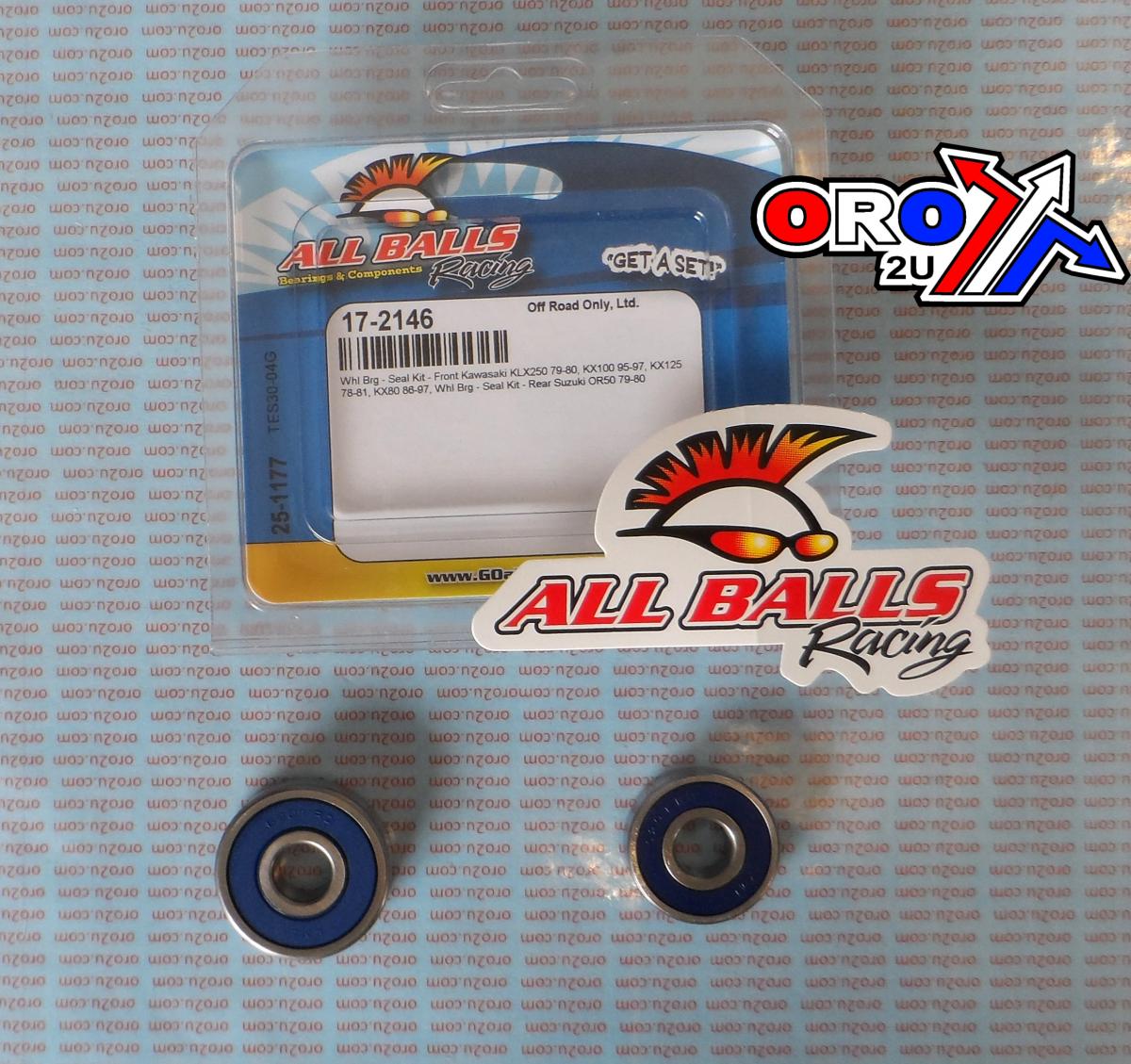 WHEEL BEARING KIT FRONT & REAR 79-13 HON/KAW/YAM/SUZ, ALLBALLS 25-1177 DIRT/ROAD