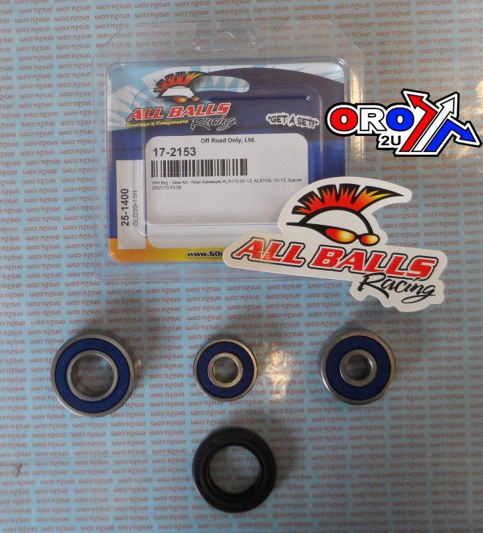 WHEEL BEARING KIT REAR 02-22 KAW KLX110/SUZ DRZ110, ALLBALLS 25-1400 DIRT/ROAD