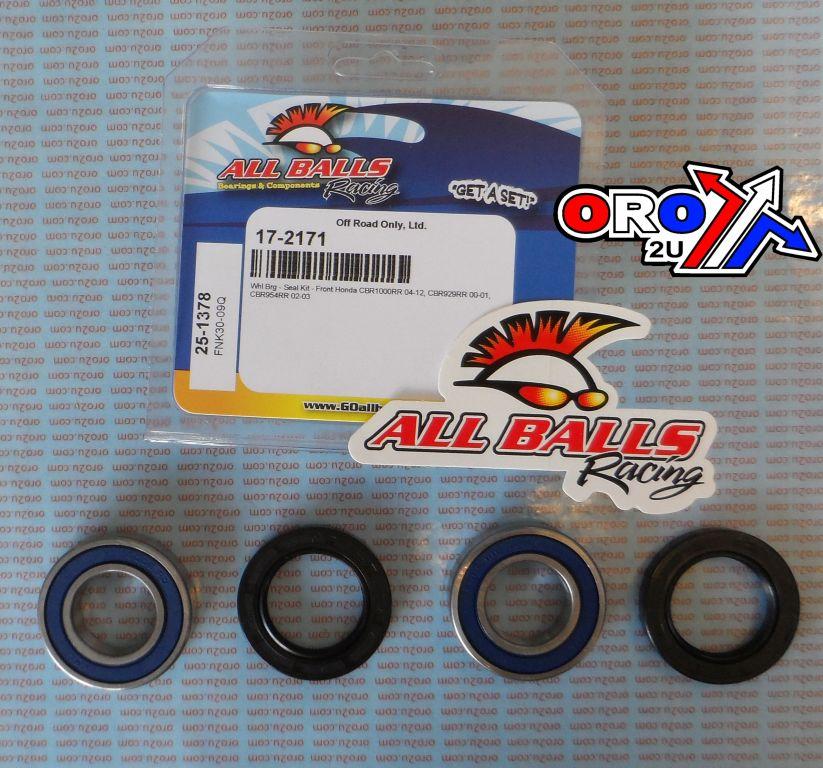 WHEEL BEARING KIT FRONT 00-22 HON CB/CBR/YAM FZ/MT/YZF-R, ALLBALLS 25-1378 ROAD