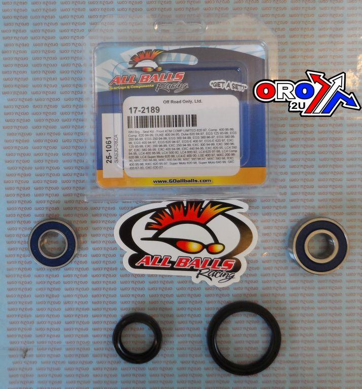 WHEEL BEARING KIT FRONT 92-02 KTM COMP/DUKE/EGS/EXC/LC4, ALLBALLS 25-1061 ROAD/DIRT