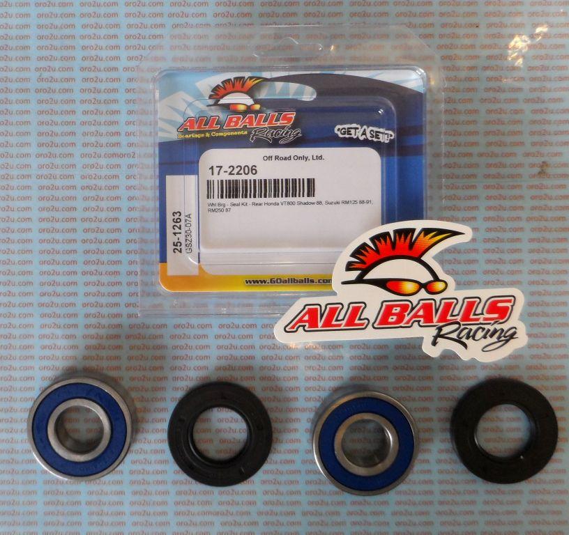 WHEEL BEARING KIT REAR 87-91 HON VT800/SUZ RM 125/250, ALLBALLS 25-1263 DIRT/ROAD