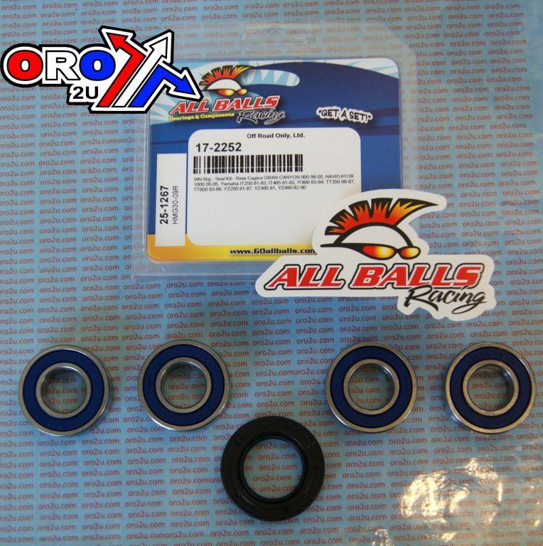 WHEEL BEARING KIT REAR 81-05 YAM IT/TT/YZ/CAGIVA, ALLBALLS 25-1267 DIRT/ROAD