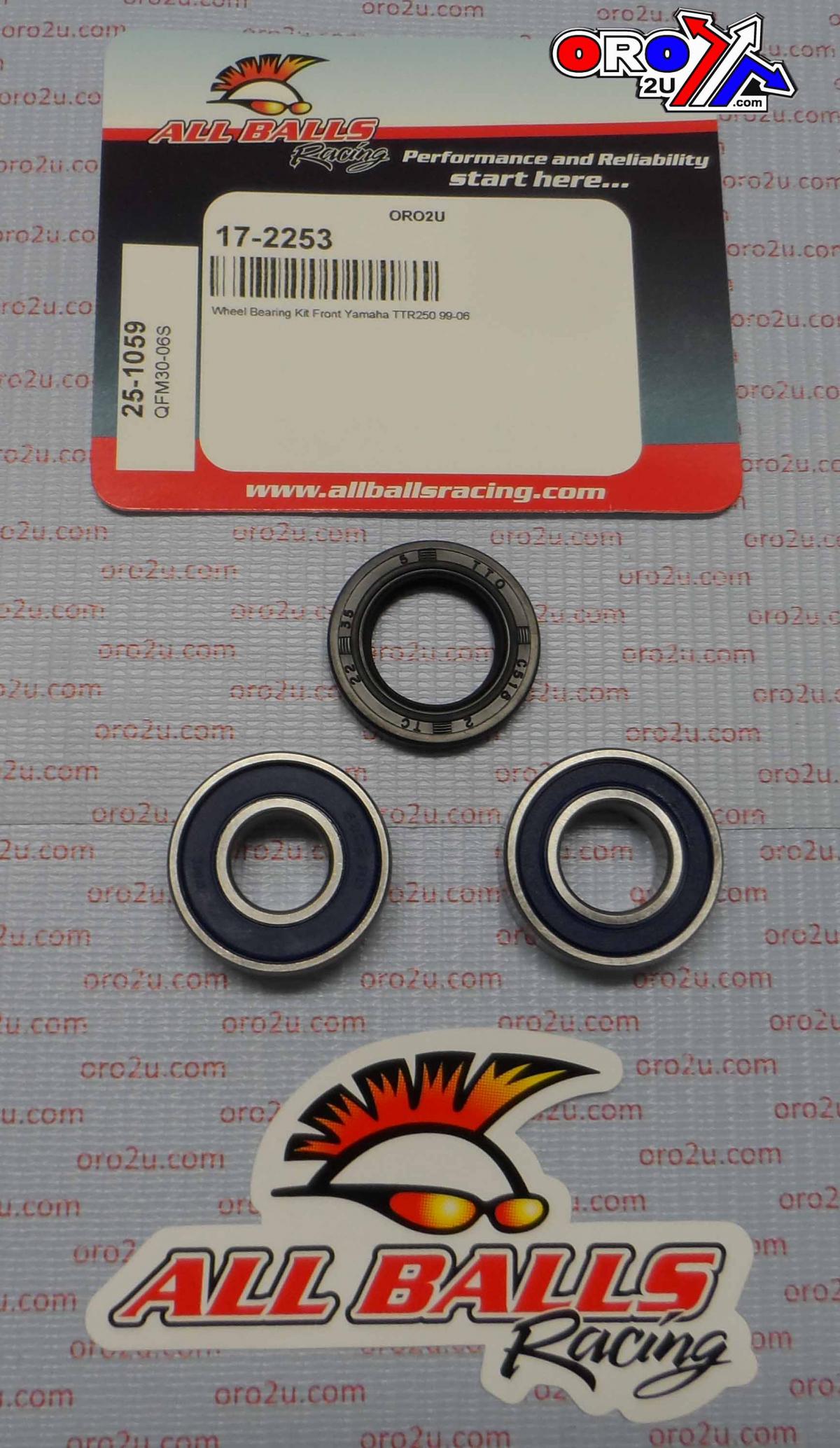 WHEEL BEARING KIT FRONT 99-06 YAM TTR250, ALLBALLS 25-1059 DIRT