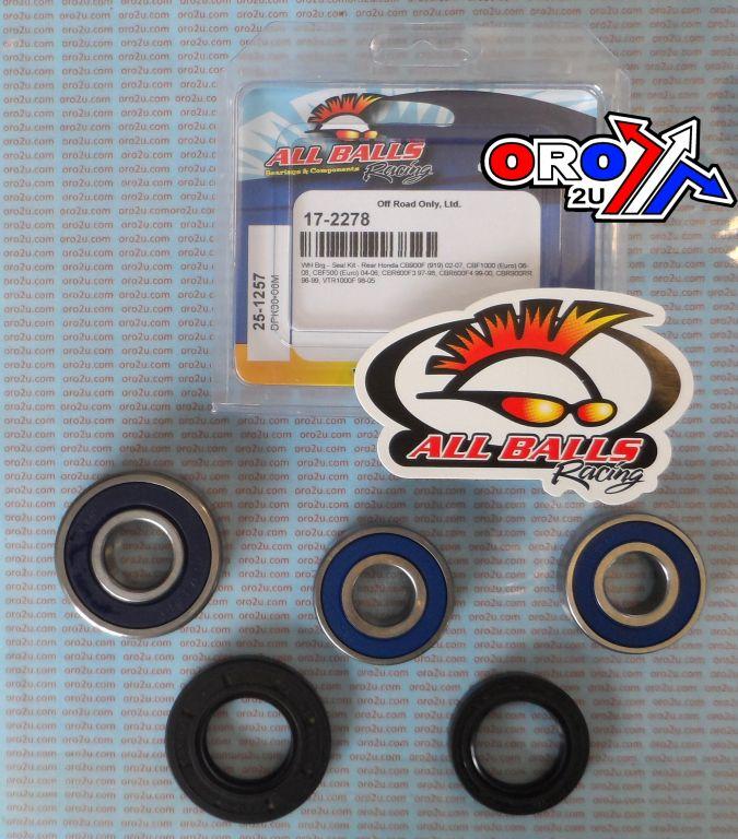 WHEEL BEARING KIT REAR 97-22 HON CB/CBF/CBR/CRF/VTR, ALLBALLS 25-1257 ROAD