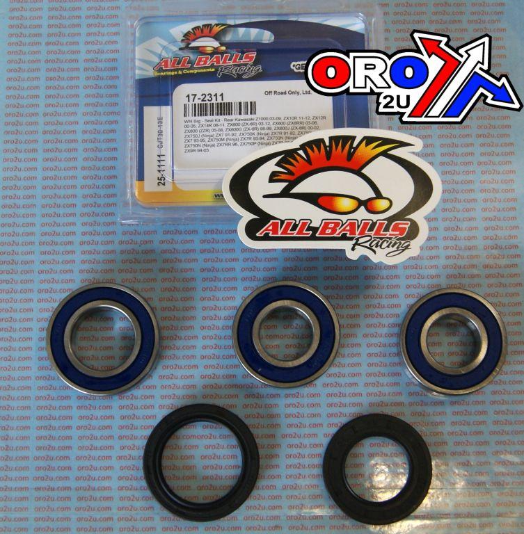 WHEEL BEARING KIT REAR 91-22 KAW Z H2/Z1000/ZX600-1400, ALLBALLS 25-1111 ROAD