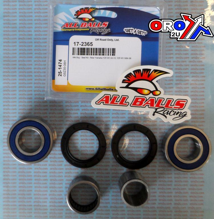 WHEEL BEARING KIT REAR 02-16 YAM YZF-R1/YZF-R6, ALLBALLS 25-1474 ROAD