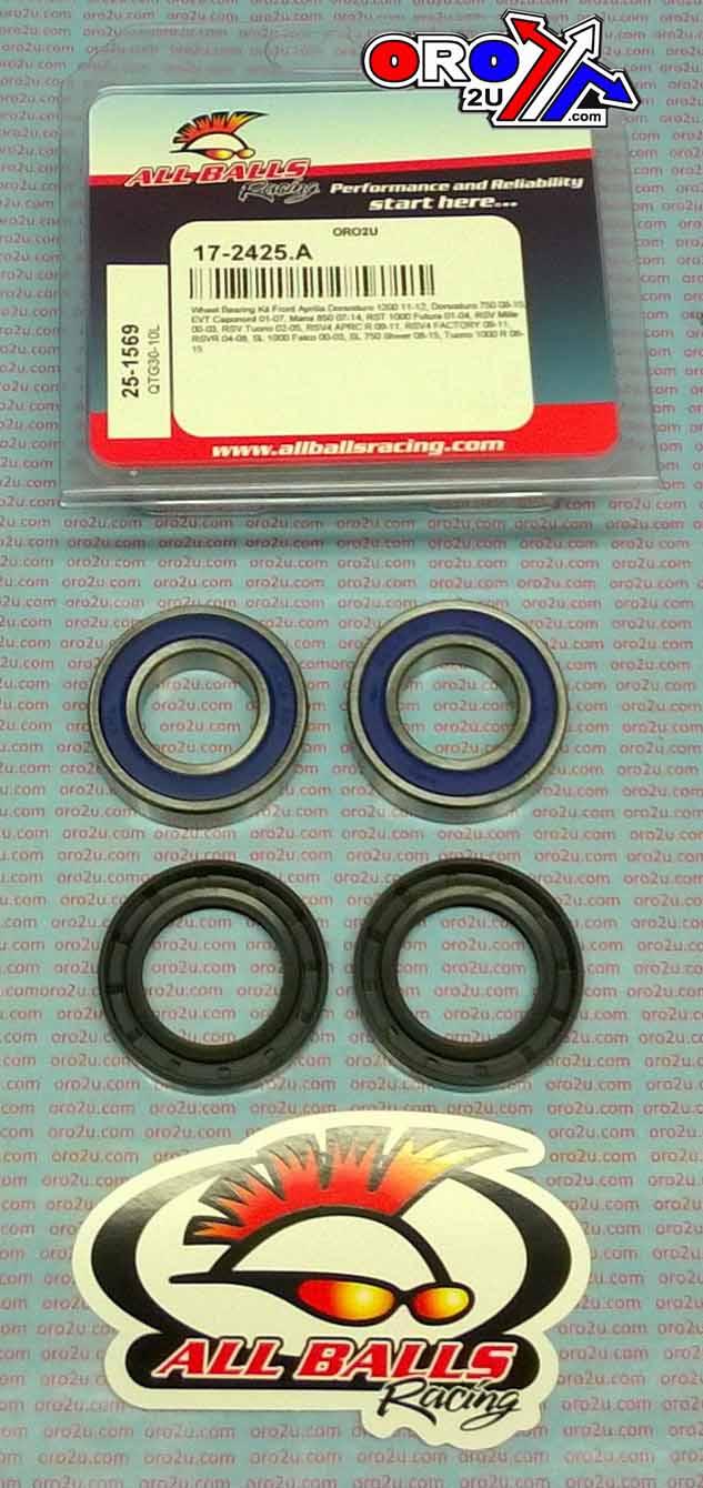 WHEEL BEARING KIT FRONT 93-20 APRILIA/BMW/CAG/GUZZY, ALLBALLS 25-1569 ROAD