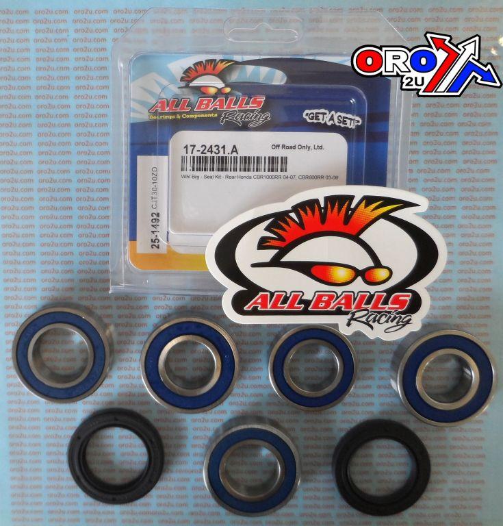 WHEEL BEARING KIT REAR 03-07 HONDA CBR600/1000RR, ALLBALLS 25-1492 ROAD