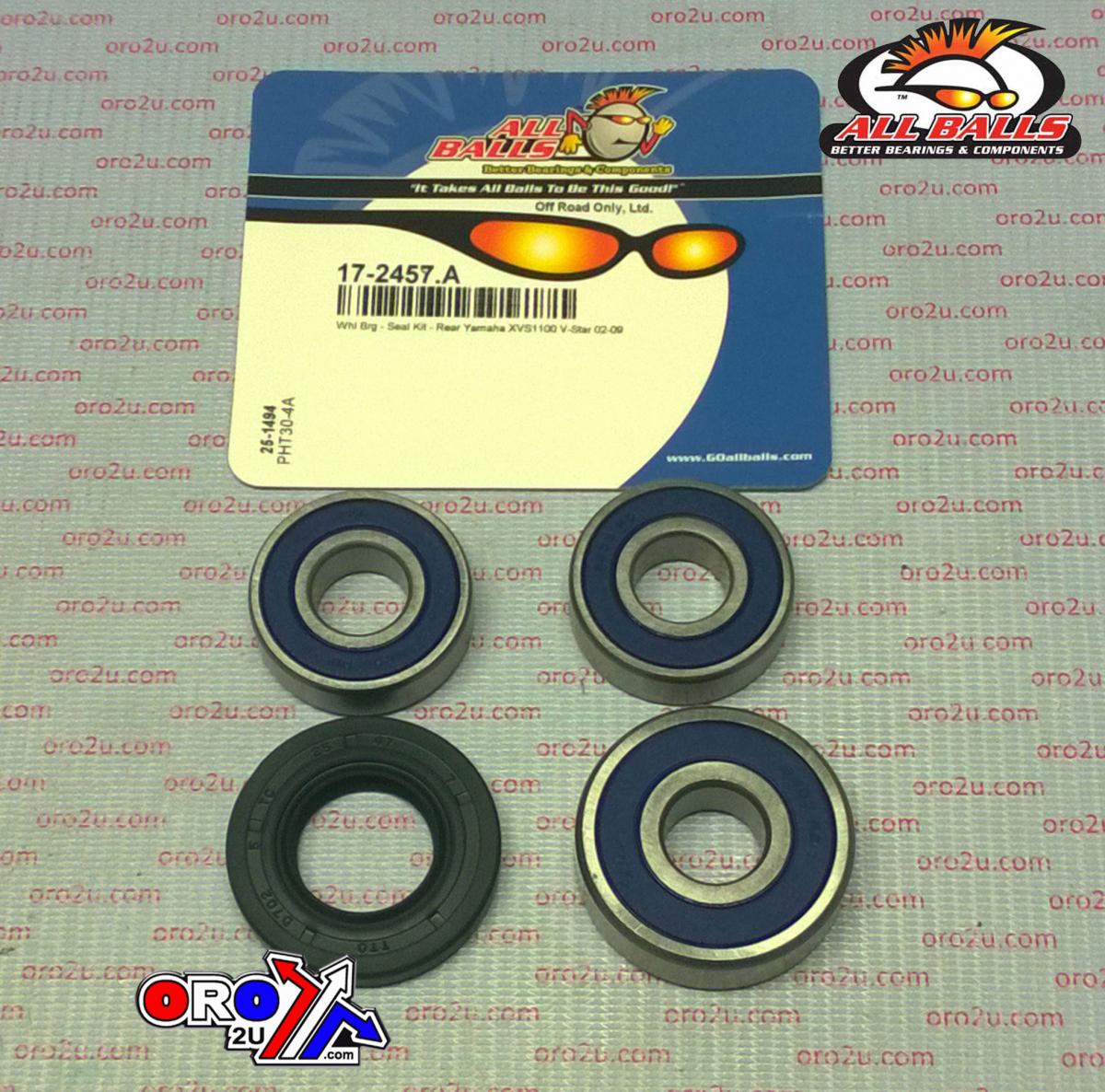 WHEEL BEARING KIT REAR 02-09 YAMAHA XVS1100 V-STAR, ALLBALLS 25-1494 ROAD