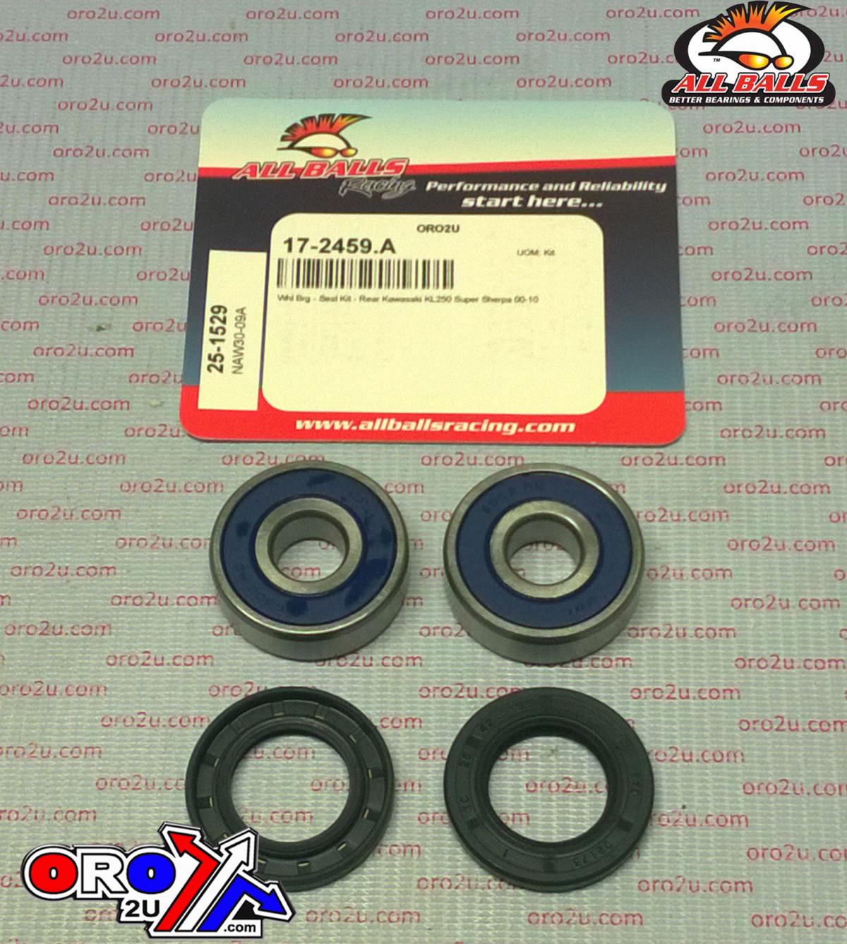 WHEEL BEARING KIT REAR 00-10 KAWASAKI KL250 SUPER SHERPA, ALLBALLS 25-1529 ROAD