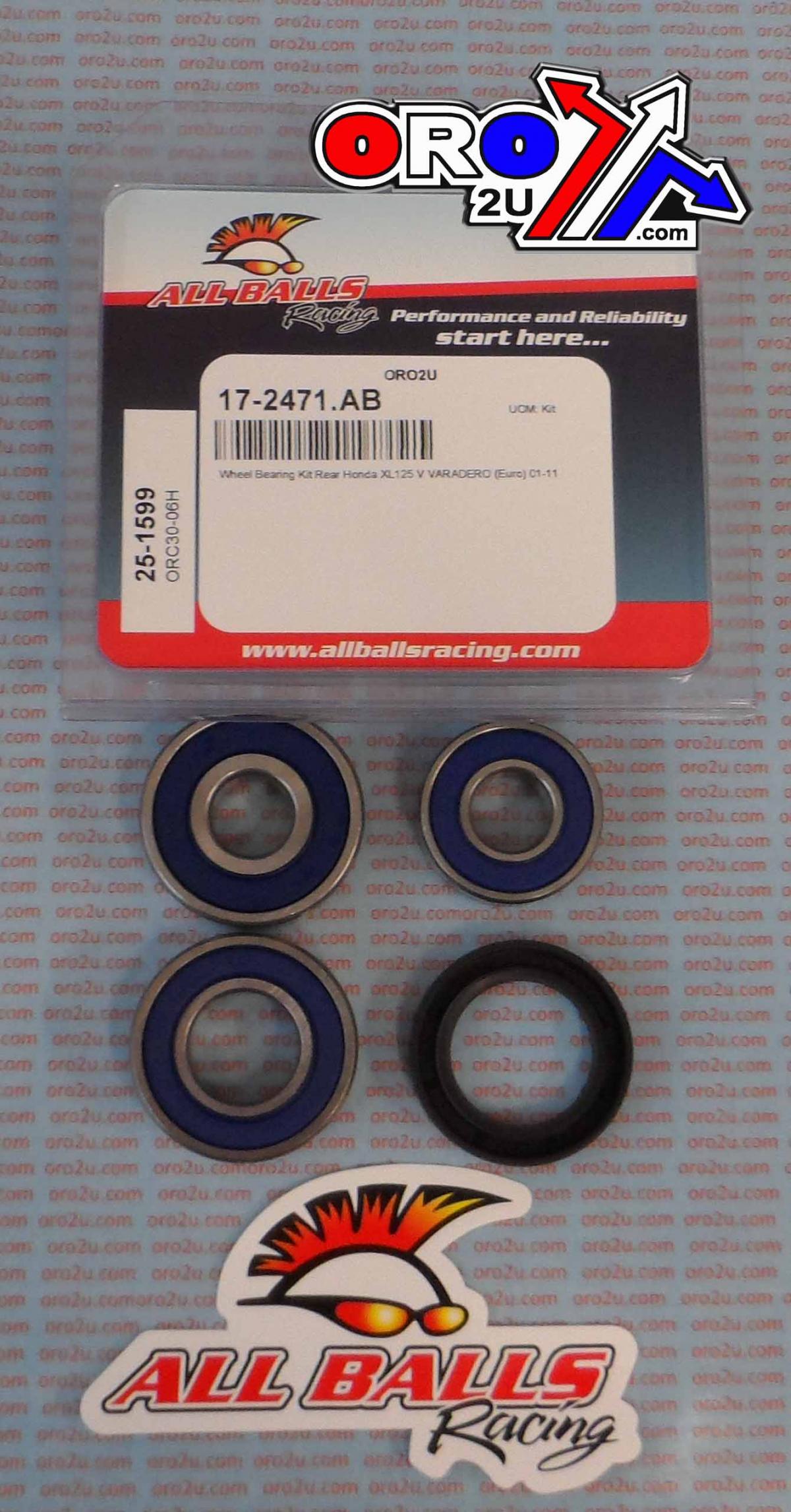 WHEEL BEARING KIT REAR 01-15 HON XL125 VARADERO, ALLBALLS 25-1599 ROAD