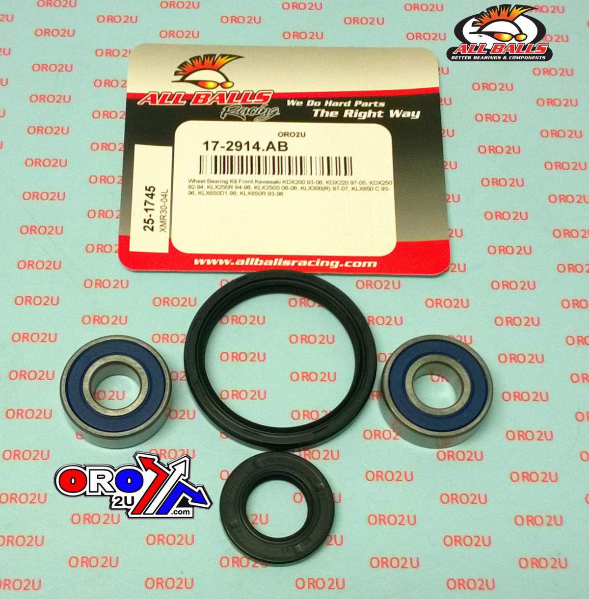 WHEEL BEARING KIT FRONT 92-08 KAW KDX/KLX, ALLBALLS 25-1745 DIRT