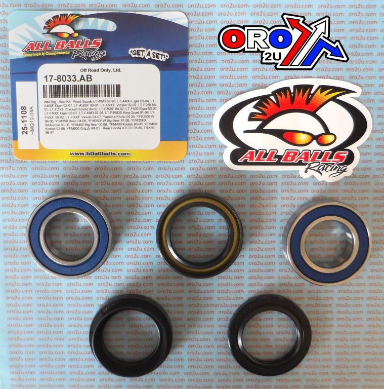 WHEEL BEARING KIT FRONT 87-22 KYMCO/SUZ/YAM, ALLBALLS 25-1108 ATV
