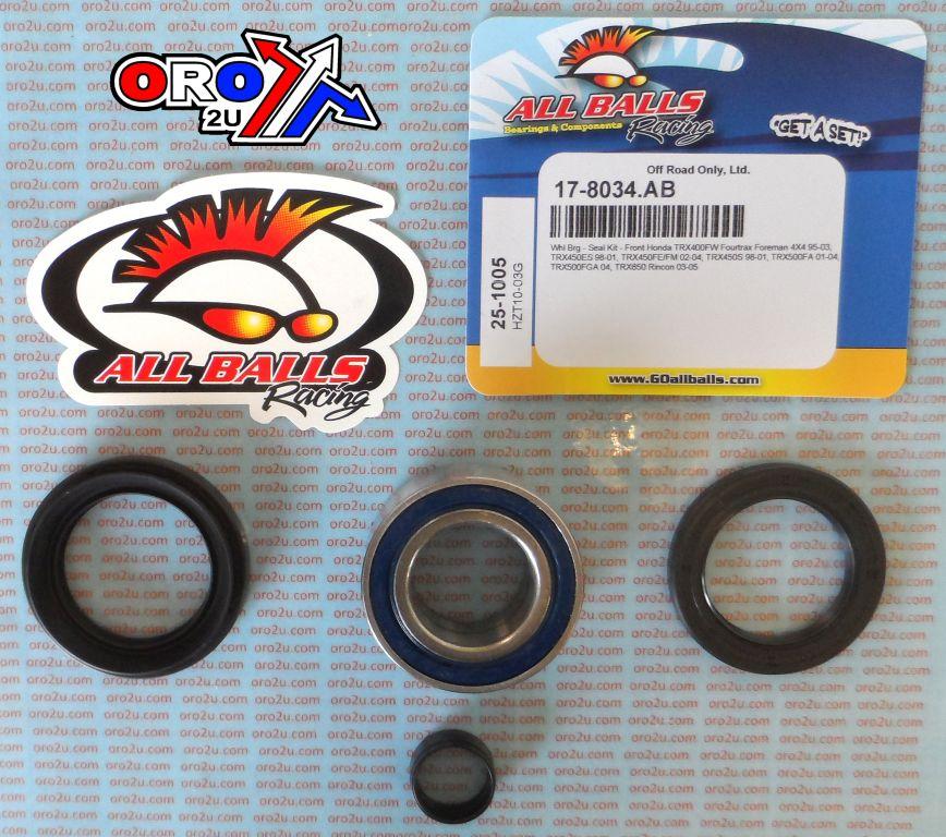 WHEEL BEARING KIT FRONT 95-05 HON TRX 400-650, ALLBALLS 25-1005 ATV