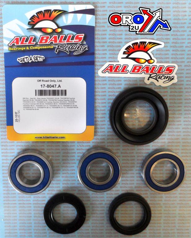 WHEEL BEARING KIT REAR 98-14 HONDA TRX 350-500, ALLBALLS 25-1037 ATV