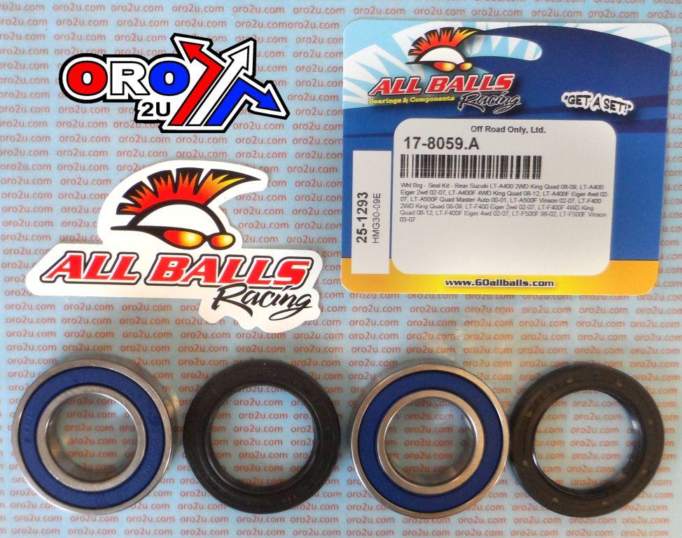 WHEEL BEARING KIT REAR 00-22 SUZUKI LT-A/F 400/500, ALLBALLS 25-1293 ATV