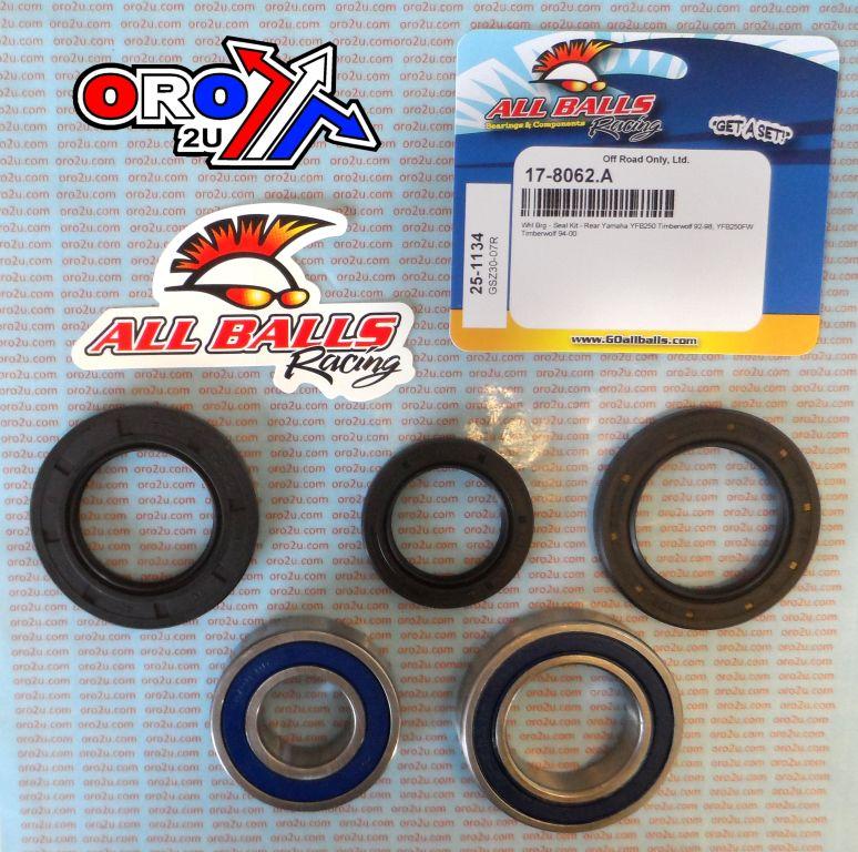 WHEEL BEARING KIT REAR 92-00 YAMAHA YFB250 TIMBERWOLF, ALLBALLS 25-1134 ATV