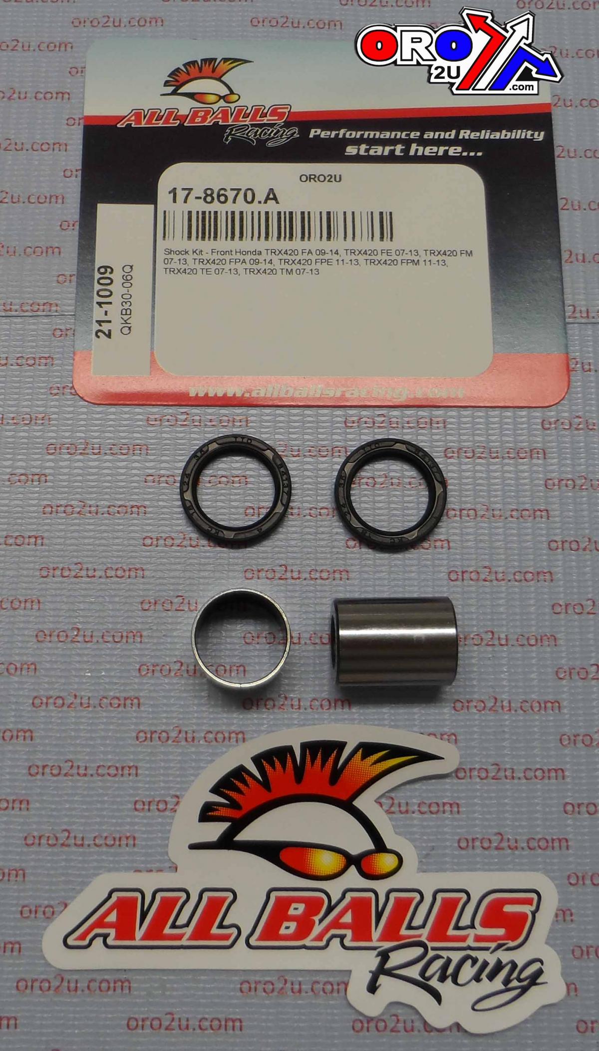 FRONT SHOCK BUSHING KIT TRX420, ALLBALLS 21-1009 HONDA ATV 91351-HN0-671, 52452-GW6-003, 51486-HN6-003