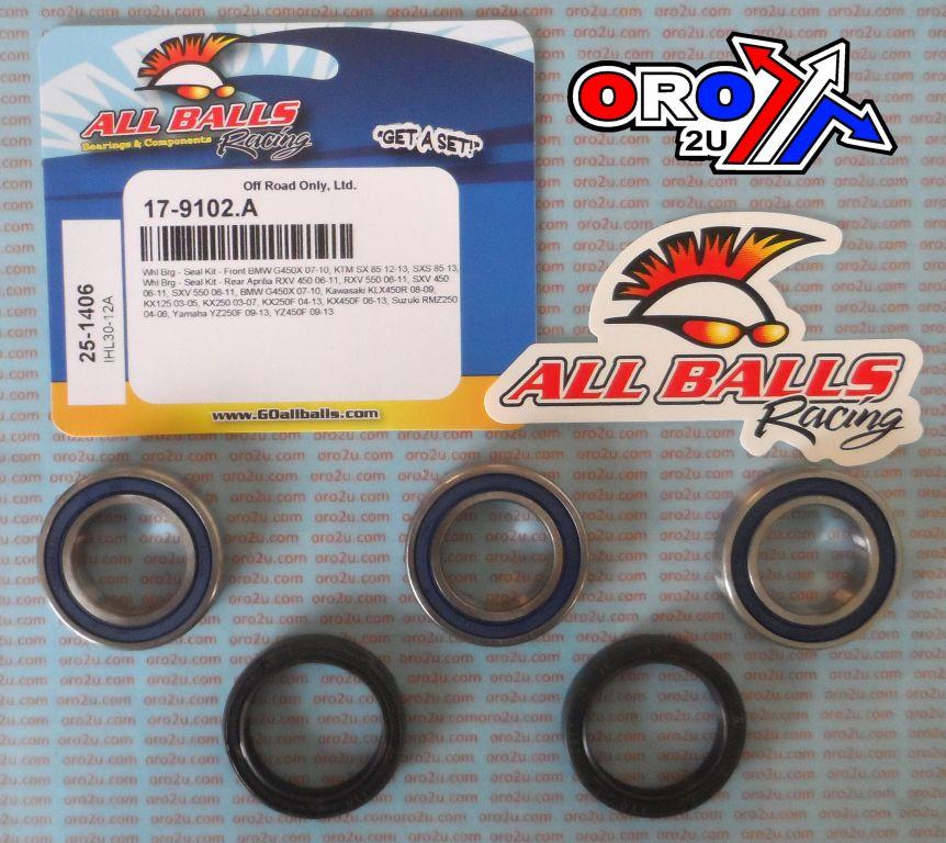 WHEEL BEARING KIT FRONT & REAR BMW/GAS/HUSKY/KTM/KAW/SUZ/YAM/APRILIA, ALLBALLS 25-1406 DIRT/ROAD