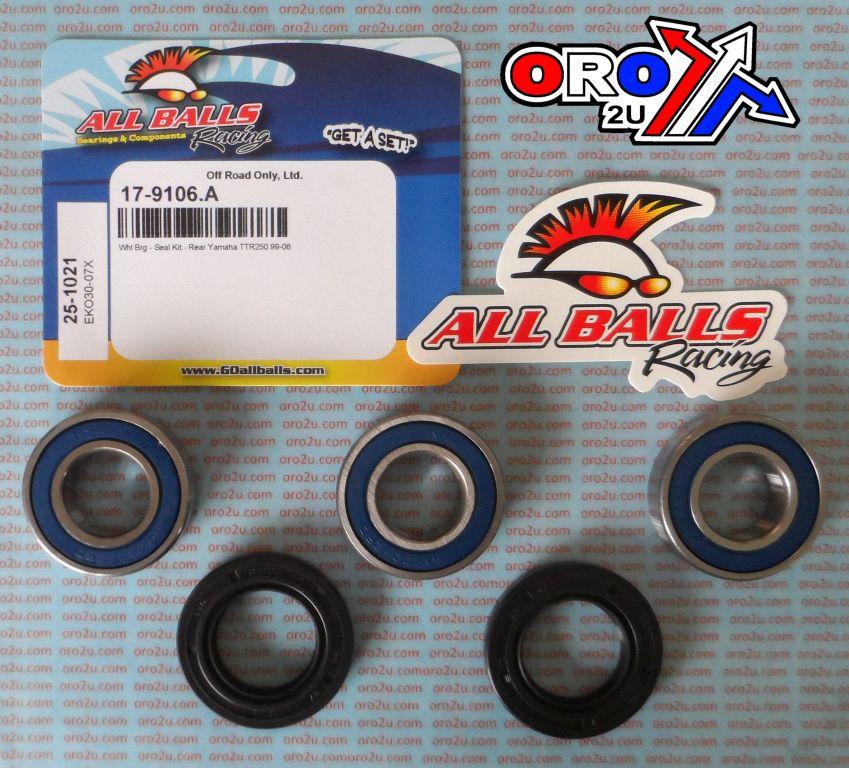 WHEEL BEARING KIT REAR 99-06 YAMAHA TTR250, ALLBALLS 25-1021 ROAD/DIRT