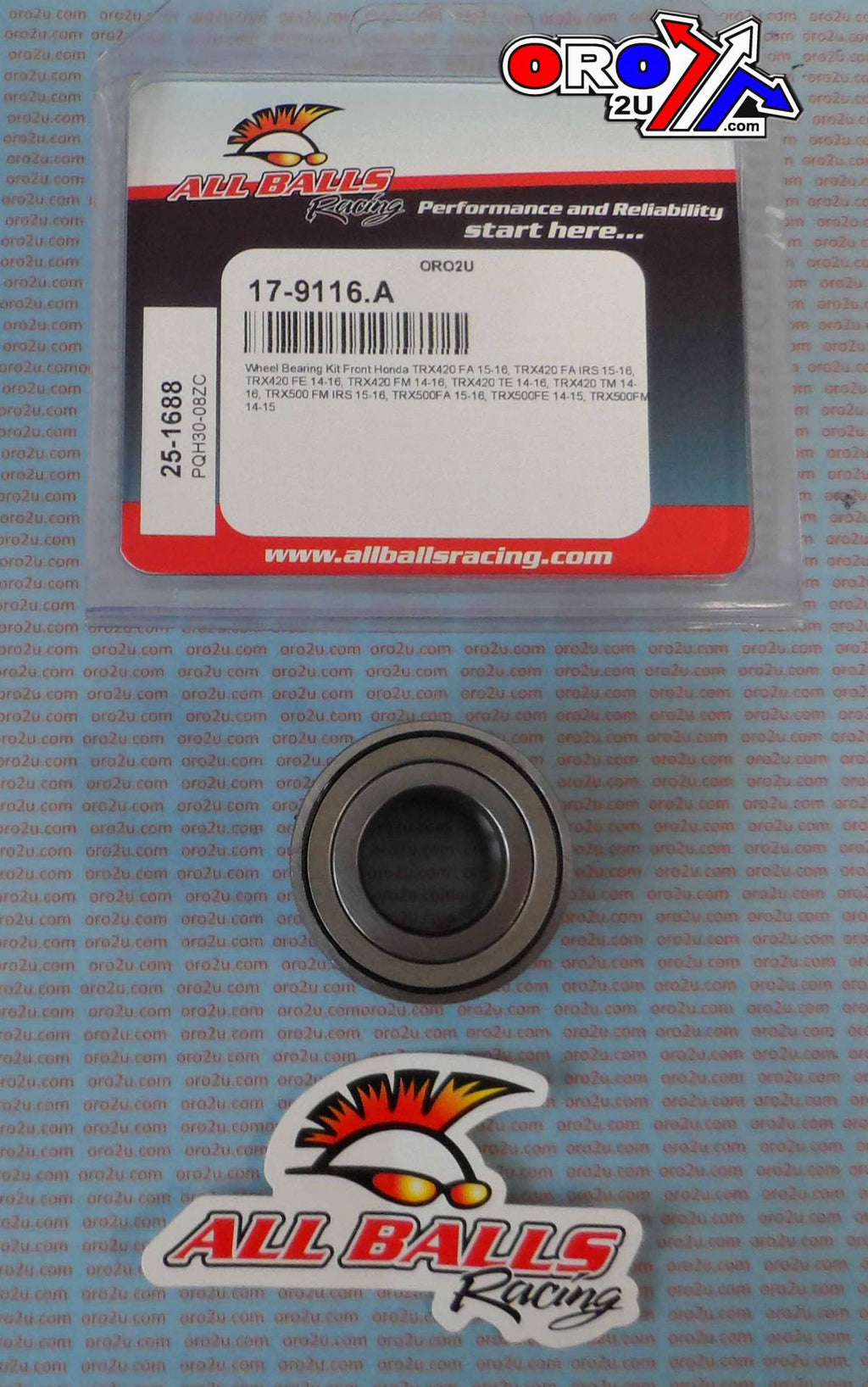 WHEEL BEARING KIT FRONT 14-22 HONDA TRX 420-520, ALLBALLS 25-1688 ATV