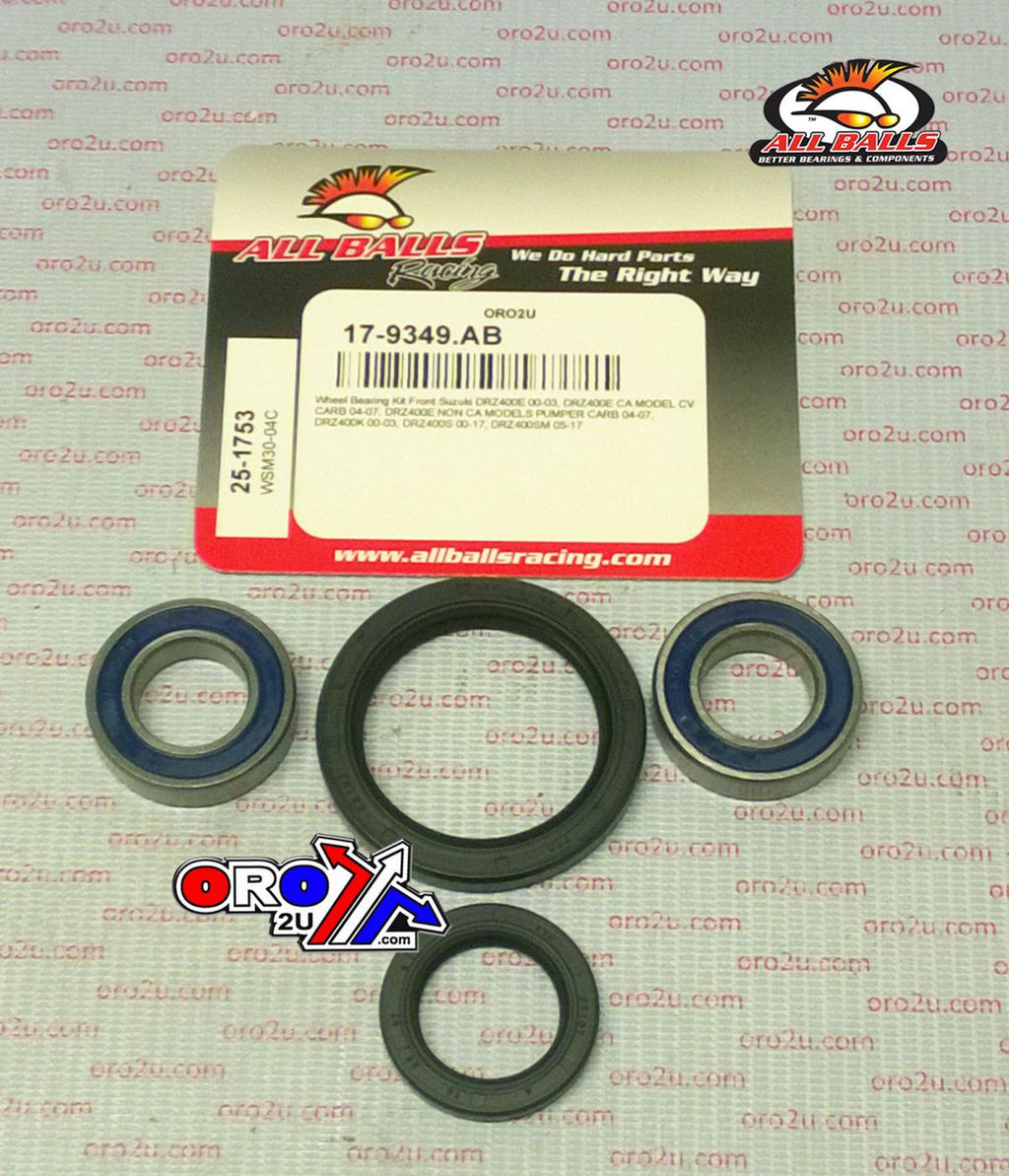 WHEEL BEARING KIT FRONT 00-22 SUZUKI DRZ400E/K/S/SM, ALLBALLS 25-1753 ROAD/DIRT