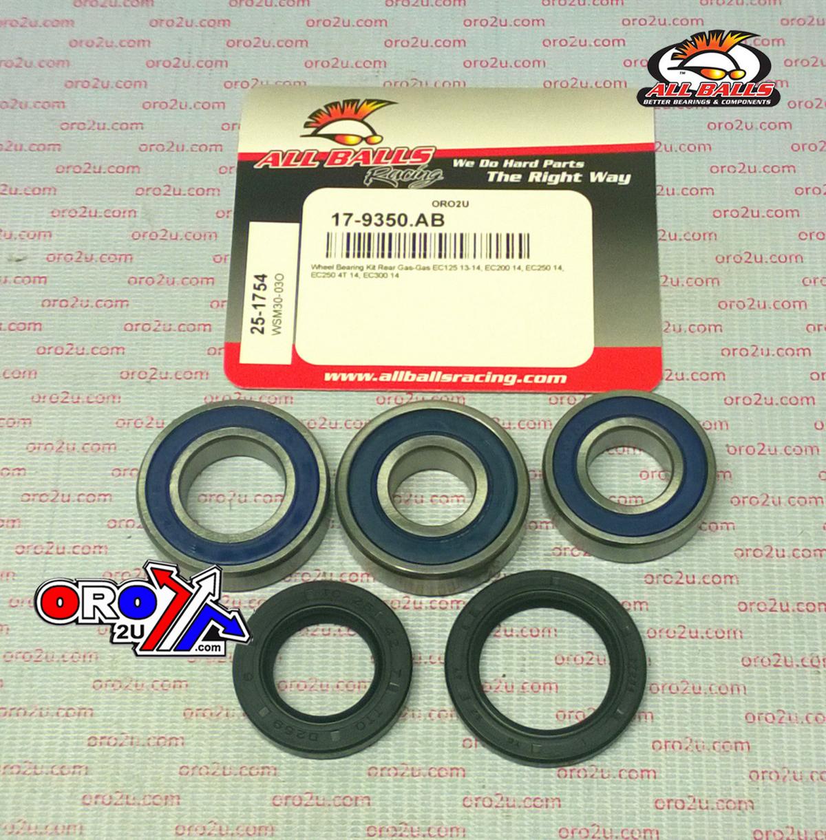 WHEEL BEARING KIT REAR 13-14 GAS GAS EC125-300, ALLBALLS 25-1754 DIRT