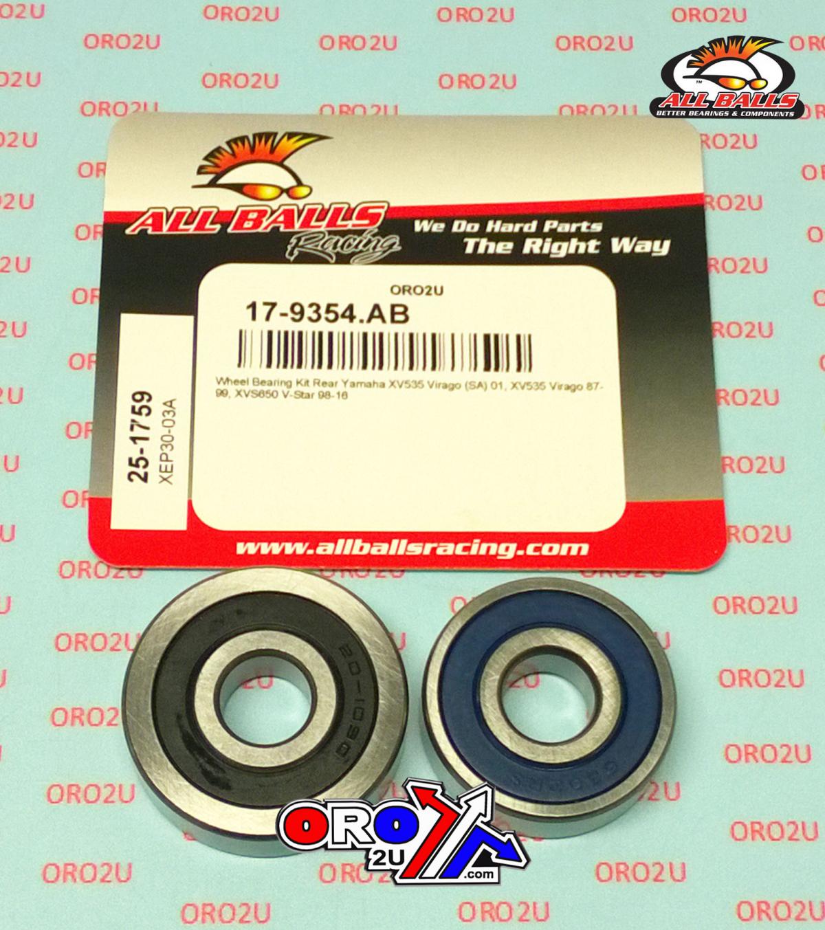 WHEEL BEARING KIT REAR 87-16 YAMAHA XV535/XVS650, ALLBALLS 25-1759 ROAD