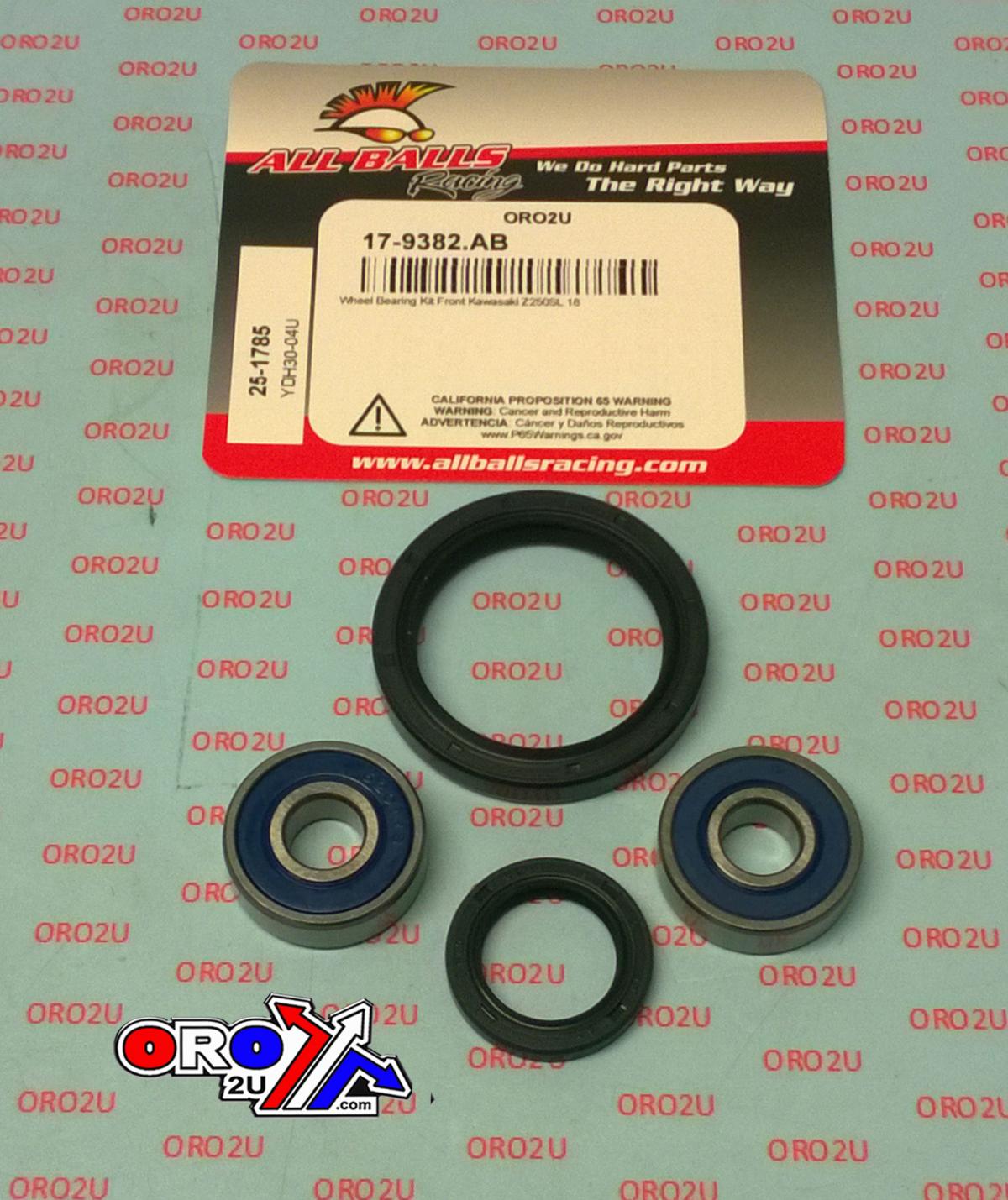 WHEEL BEARING KIT FRONT 2018 KAW Z250SL, ALLBALLS 25-1785 ROAD