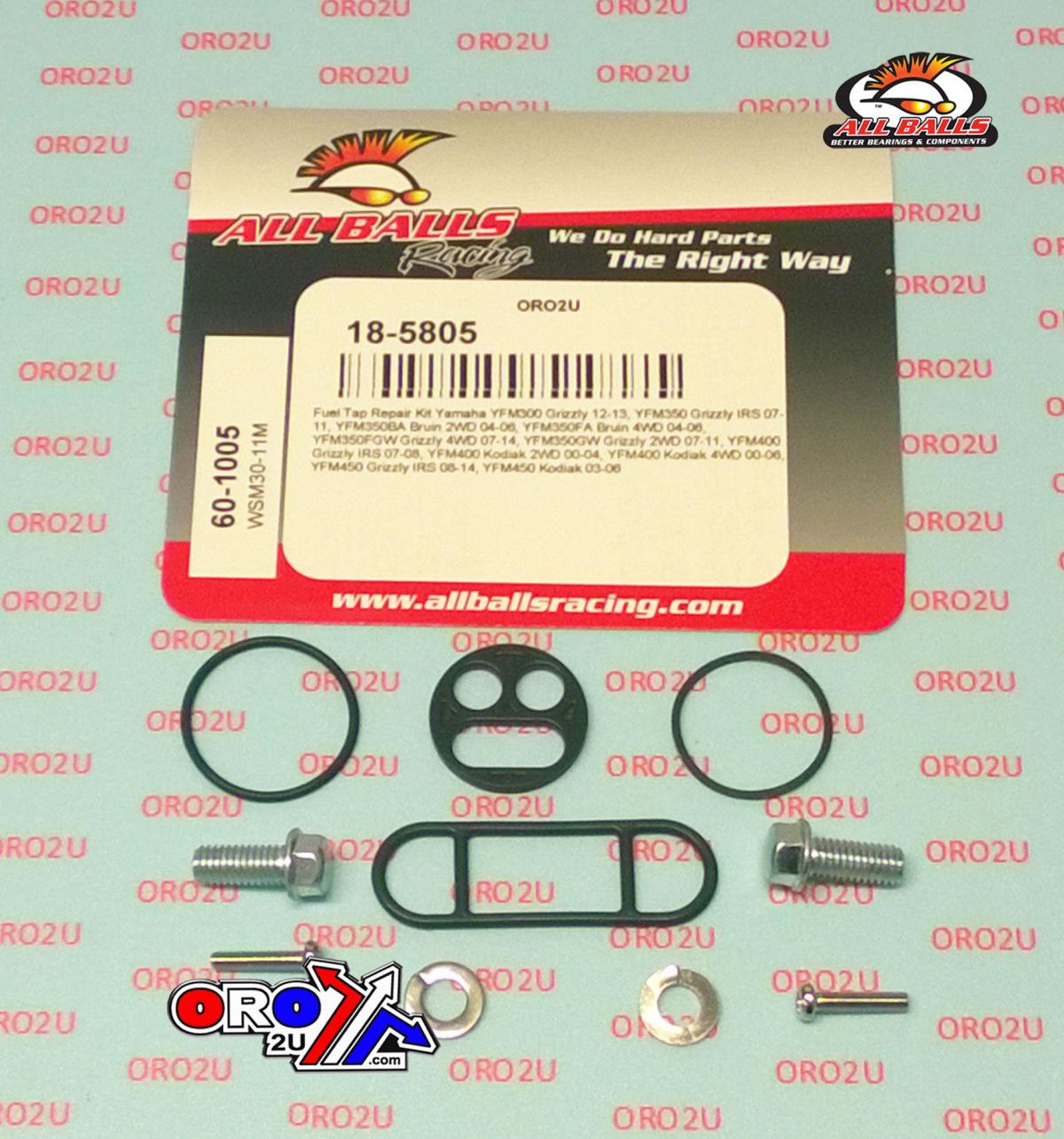 FUEL TAP REPAIR KIT ALLBALLS, ALLBALLS 60-1005 YAMAHA YFM300/350/400/450 00-14
