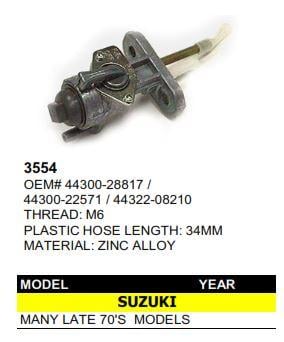 FUEL PETCOCK TAP Suzuki TS100 TS125 TS185 TS250 TM75 TM100 TM125 TM250 TM400 44300-22571, 44322-08210, 44300-28817