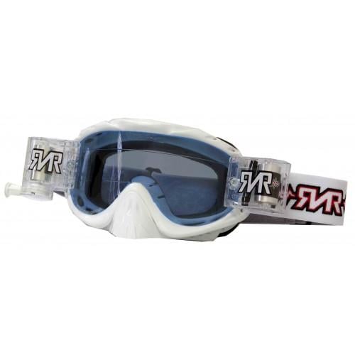 RNR HYBRID WHITE FULLY LOADED ROLL OFF, WHITE GOGGLE, GH22, ROLL & TEAR OFF