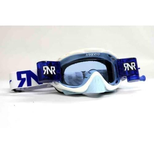 RNR HYBRID WHITE/BLUE FULLY LOADED ROLL OFF, WHITE/BLUE LIMITED EDITION GOGGLE, GH224, ROLL & TEAR OFF