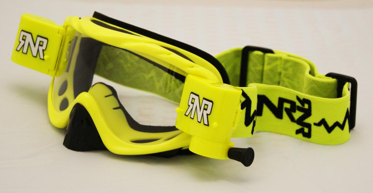 RNR HYBRID NEON YELLOW FULLY LOADED ROLL OFF, NEON YELLOW GOGGLE, GH68, ROLL & TEAR OFF