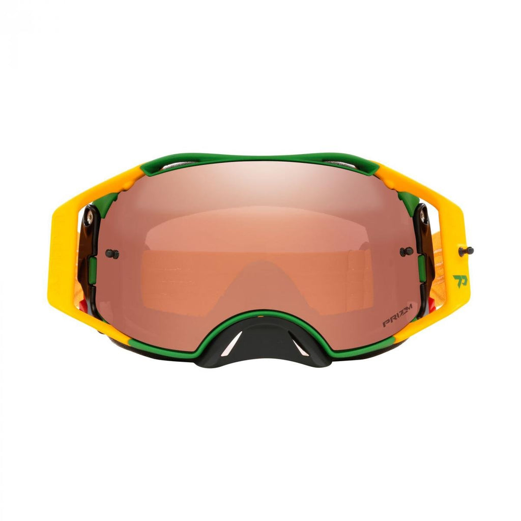 OAKLEY AIRBRAKE TOBY PRICE MX, GOLD/GREEN, OO7046-C9, PRIZM BLACK LENS OA OO7046-C9