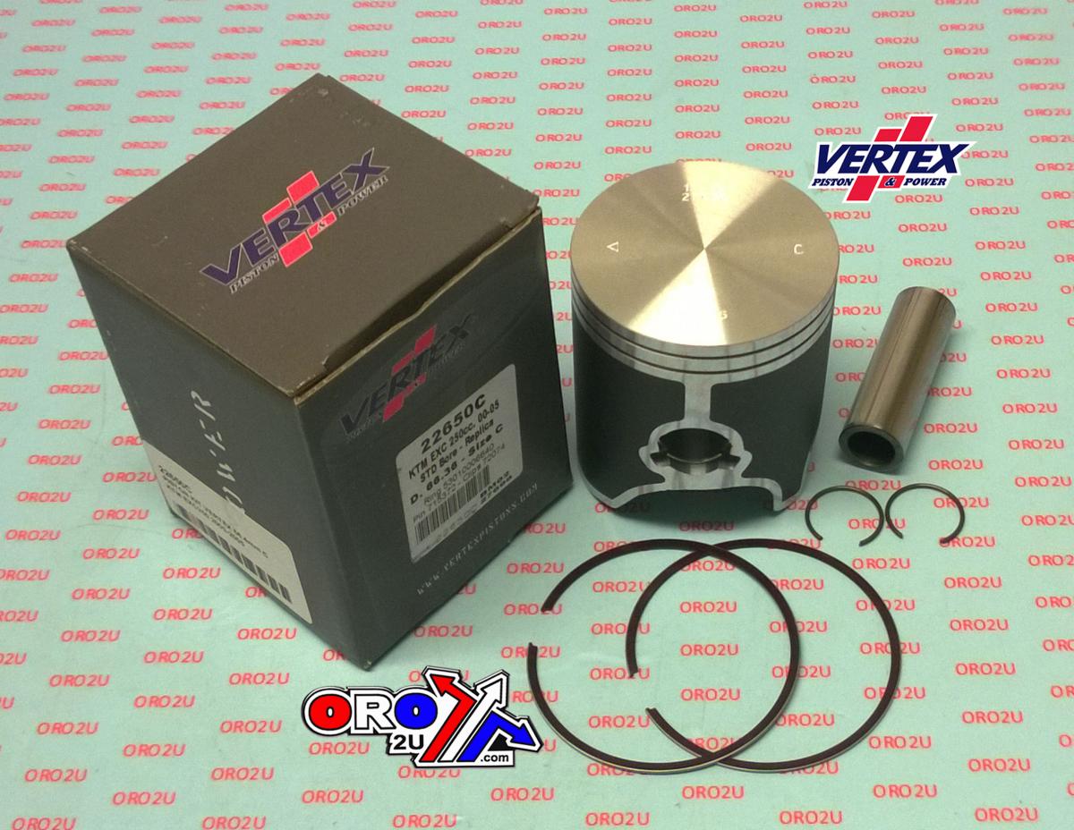 PISTON KIT VERTEX 67.5 KTM EXC 250 00-05, VERTEX 22650110 OS +1.10