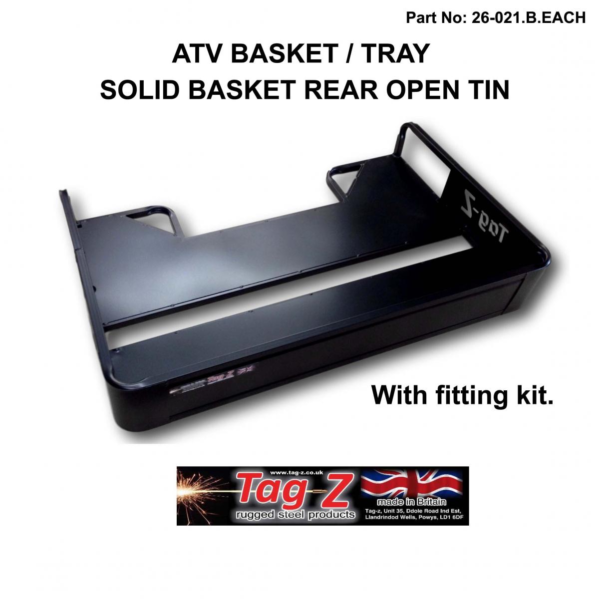 ATV STEEL CARGO RACK / SOLID BASKET, SIZE : 104x70x16.5cmTAG-Z, WITH FITTING KIT